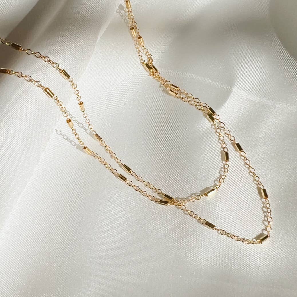 Jake Bar Cable Layering Chain Necklace Gold Filled