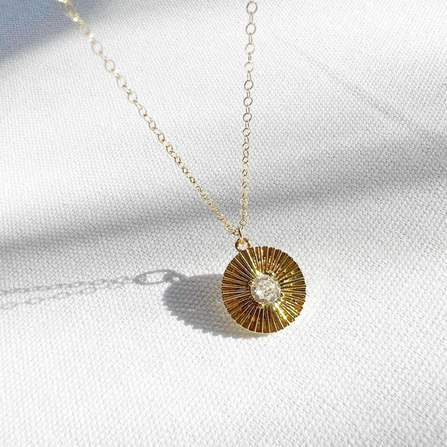 Sunburst Pendant Necklace Gold Filled